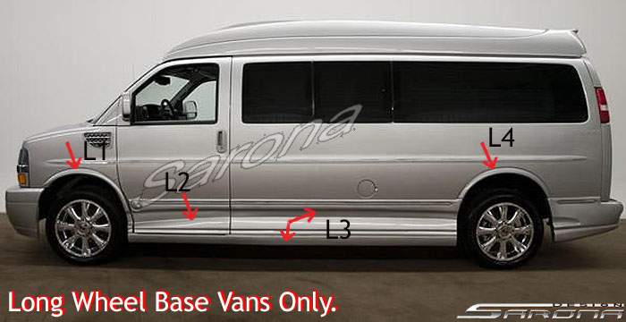 Custom GMC Savana Van  Extended Side Skirts (2003 - 2024) - $2150.00 (Part #GM-012-SS)